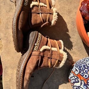 Ugg Brown Suede Fur-Lined Boots